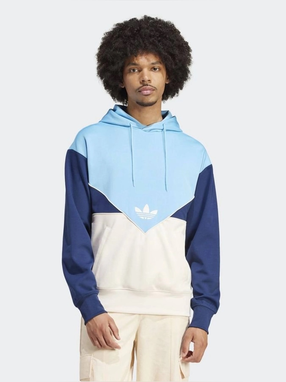 adidas Adicolor Cutline Hoodie Semi Blue Burst/Wonder White Mel/Night Indigo Sz